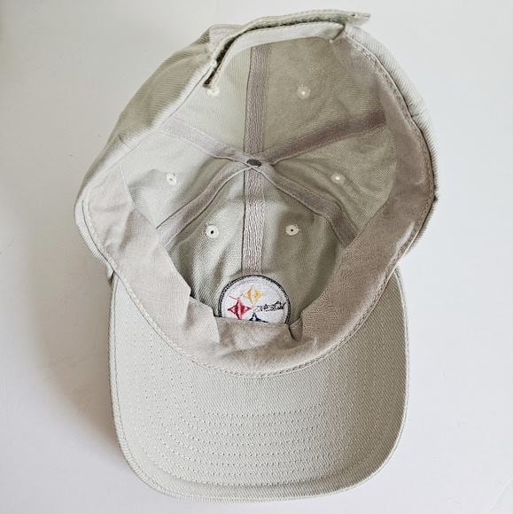 Vintage NFL Steelers Pittsburgh Hat Y2K Khaki Strapback Cotton Cap H12 - Picture 11 of 15